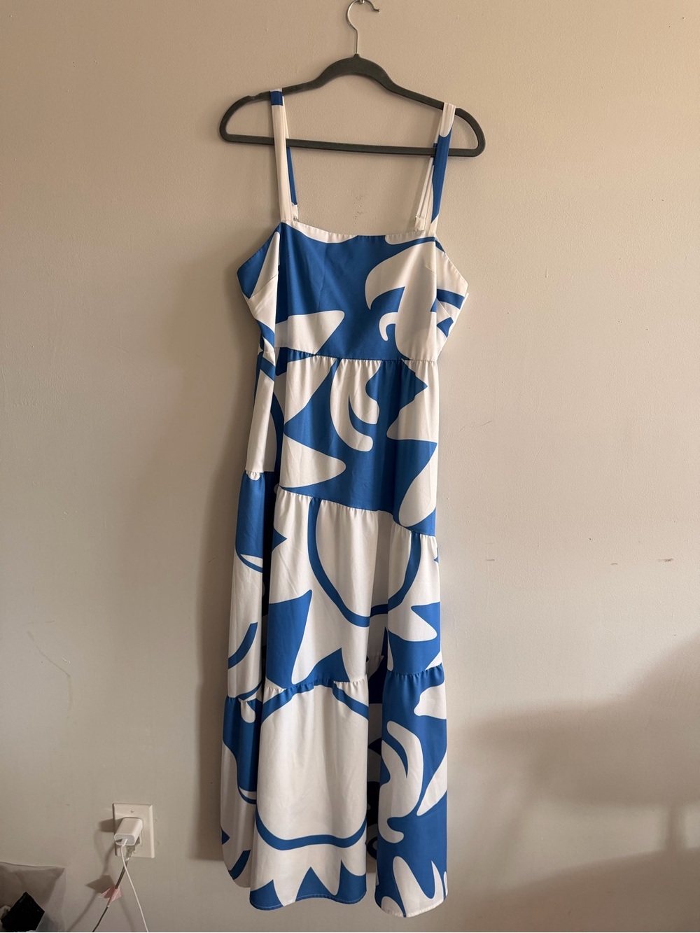 Blue & White Printed Tiered Sundress